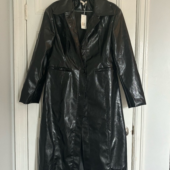 Moon River Faux Leather Trench - Picture 3 of 3